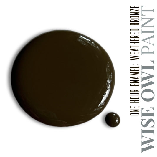 weathered bronze paint swatch from the wise owl paint one hour enamel wilderness collection